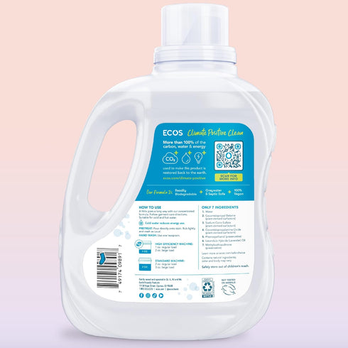 ECOS Laundry Detergent Liquid, 200 Loads, Hypoallergenic, Plant-Powered, Lavender, 100 Fl Oz (Pack of 2)