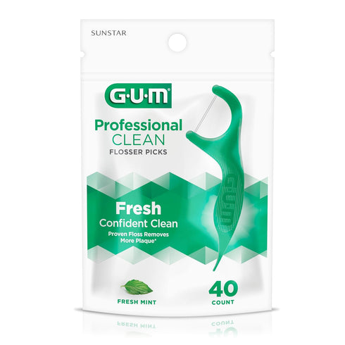 GUM Professional Clean Floss Picks - Extra Strong Shred-Resistant Floss, Easy Grip Handle, Dental Flossers for Adults,