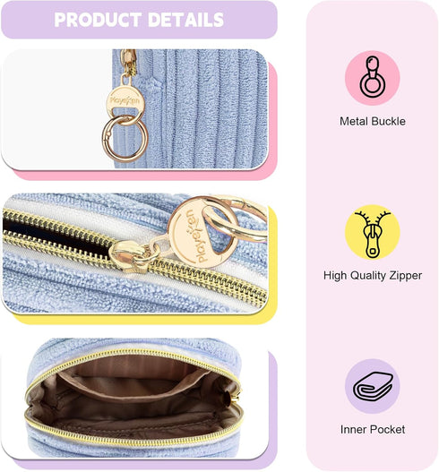 Period Bag for Teen Girls, Corduroy Sanitary Napkin Storage Bag, Fluffy Menstrual Pad PouchTampon Holder for Purse