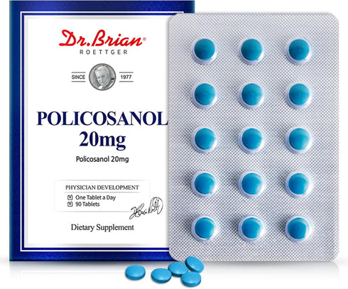 Dr. Brian Policosanol 20mg - Sugar Cane Policosanol Supplements for Body Health | Non-GMO | Vegetarian 90 Tablets