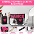 Hillban 2 Pcs Dance Theme Gifts, Waterproof Chenille Letter Bags, Preppy Patch Makeup Bag for Women Girls