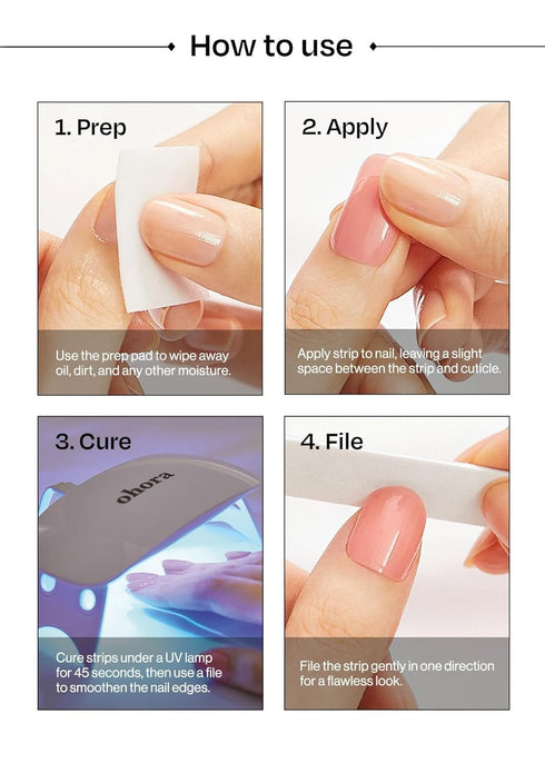 ohora Semi Cured Gel Nail Strips (N Pastel) - Yellow Ombre, Works with Any UV/LED Lamps, Includes 2 Prep Pads