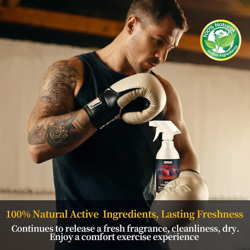 Boxing Glove Deodorizer Cleaner Spray, Natural Plant Based Sports Deodorizer, 16.91Fl Oz for Gym Equipment