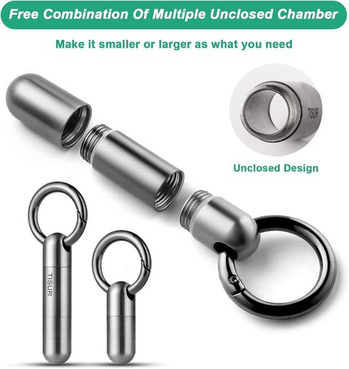Small Keychain Pill Holder.TISUR Titanium Pill Case Waterproof Pill Fob for Travel Purse Pocket Pill Container Box,Small Pill Organizer