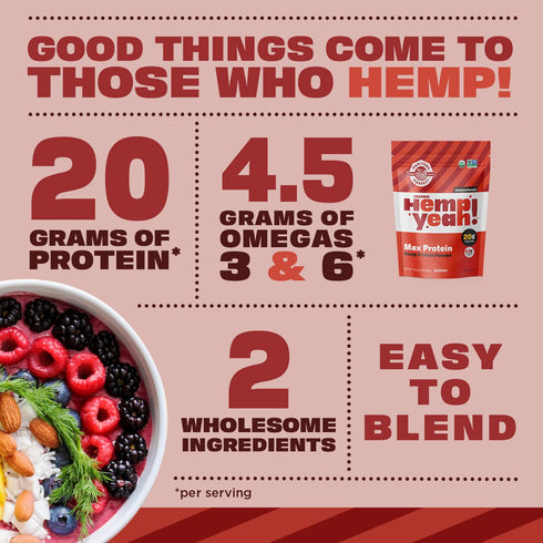 Manitoba Harvest Hemp Yeah! Organic Max Protein Powder, Unsweetened, 32oz, 20g Protein, Keto-Friendly, Non-GMO