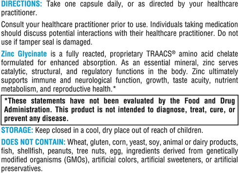 XYMOGEN Zinc Glycinate, 20mg Chelated Zinc Supplement for Enhanced Absorption, 120 Vegan Capsules