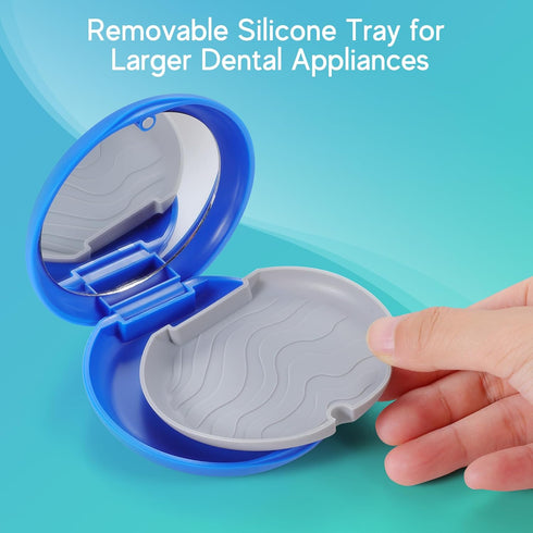 Premium Retainer Case Kit with Mirror, Clear Braces Dental Storage Case, 2 Pcs Chewies, Aligner Removal Tool, Portable