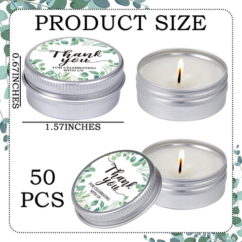 MTLEE 50 Pcs Eucalyptus Baby Shower Scented Candles Gift Travel Tin Aromatherapy Candles Favors for Baby Shower Favors
