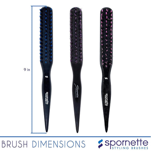 Spornette Boar Bristle Hair Brush, Little Wonder Teasing Brush for Volume (Pink)