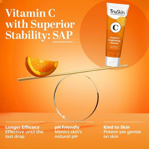 TruSkin Vitamin C Cleanser for Face - Brightening Wash with Vitamins C & E, 4 fl oz