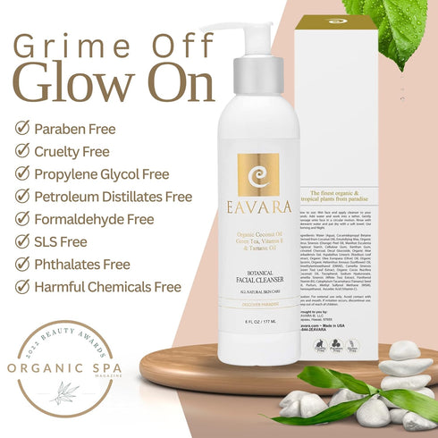 Organic Face Wash - Anti-Aging, Hydrating, Gentle Daily Cleanser for Women and Men with Coconut Oil, Aloe Vera, Activated Charcoal, and Vitamin C and E
