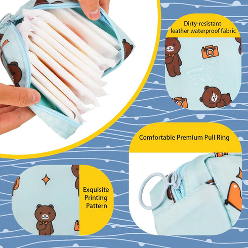 4Pcs Sanitary Napkin Storage Bag, Mini Menstrual Period Bag Period Pouch Waterproof,Tampon Organizer Pouch Tampon Pad Holder for Purse, First Period for Teen Girls School
