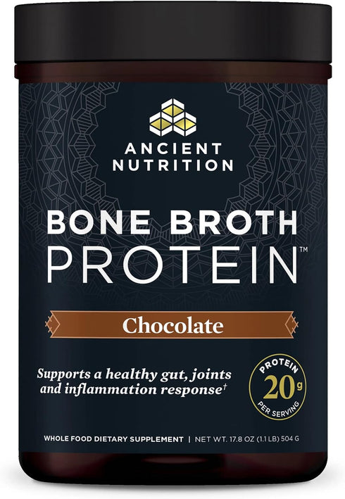 Ancient Nutrition Protein Powder - Chocolate Bone Broth, 20g Protein Per Serving, Gluten Free Supplement