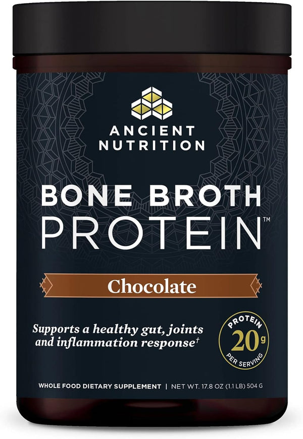 Ancient Nutrition Protein Powder - Chocolate Bone Broth, 20g Protein Per Serving, Gluten Free Supplement