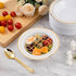 Goodluck 25 Pack Plastic Bowls with Gold Rim, 12oz Disposable Soup Bowls for Weddings, Parties, Dinners, Catering