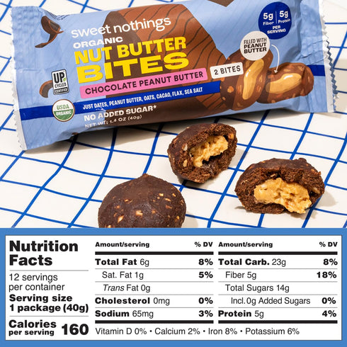 Pack: 6-2 Packs (2 7 Sweet Nothings, Variety Chocolate, Apple Cinnamon, and Oatmeal Raisin, USDA Organic Nut Butter