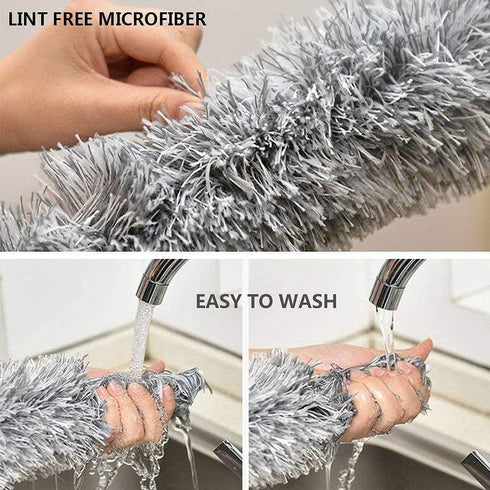 DELUX Extendable Microfiber Feather Duster with 100 Inch Long Pole, Bendable Head & Long Handle for Cleaning