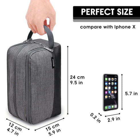 Toiletry Bag for Men, Water Resistant Hanging Dopp Kit, Small Shaving Bag for Traveling (Denim Grey)