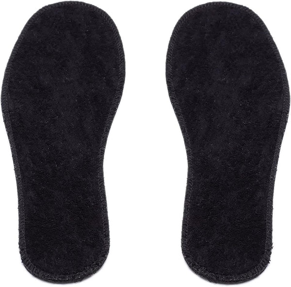 Natural Summer Black Terry Cloth Insoles, Soft Flexible Cotton Shoe Insoles (1 Pair, 7 Women US)