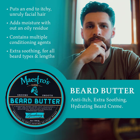 Maestro’s Classic Beard Butter, 4 Ounce, Anti-Itch, Hydrating Creme for All Beard Types