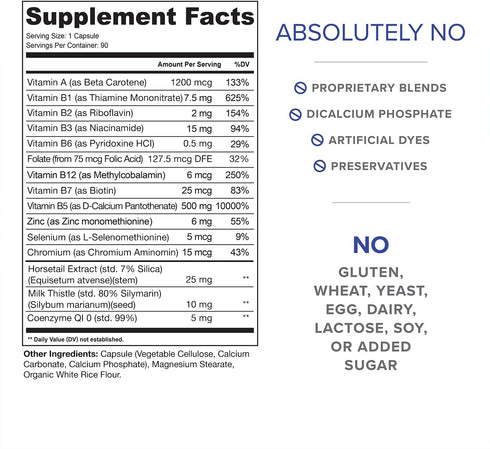 Acne Pills for Teens & Adults | Clear Skin Supplement, 90 Caps for Hormonal & Cystic Acne