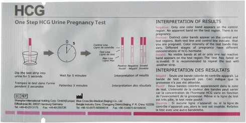 BlueCROSS 10 MIU Early Pregnancy Test Strips, HCG Test Strips, Pack of 10