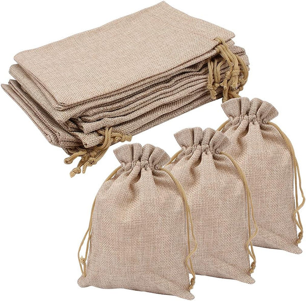 Lot of 30 Burlap Bags with Drawstring, Gift Bags Jewelry Pouches for Wedding Party and DIY Craft, 5 x 7 Inches