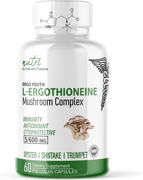 Nutri L Ergothioneine Supplements with Organic Mushroom Complex - 5mg L-Ergothioneine & 600mg Organic Mushroom