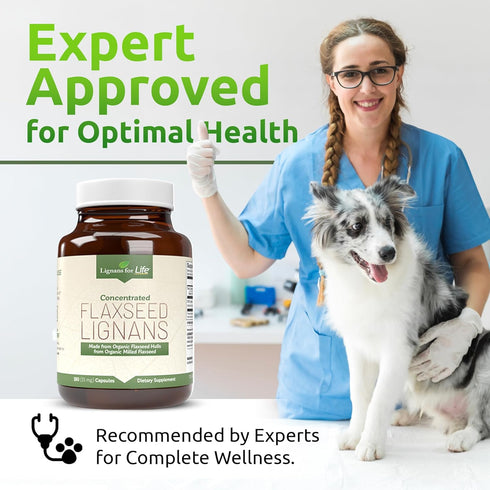 Lignans For Life Flaxseed Lignans for Dogs & People, Omega 3 Fatty Acids, 15mg, 180 Capsules, 1 Pack