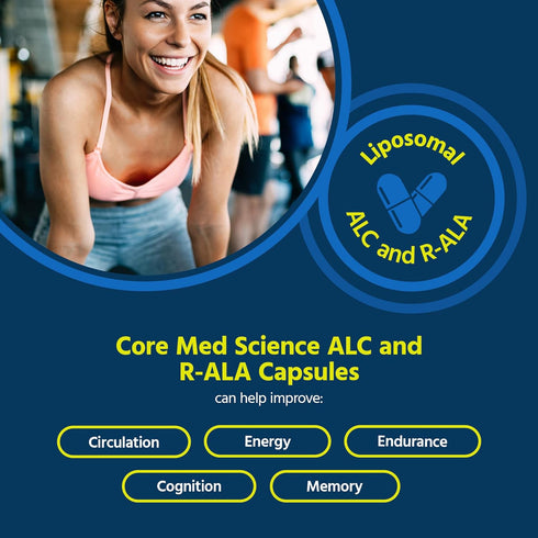 Core Med Science Liposomal ALC & R-ALA Supplement Capsules - Acetyl-L-Carnitine & R-Alpha Lipoic Acid (90 Count)