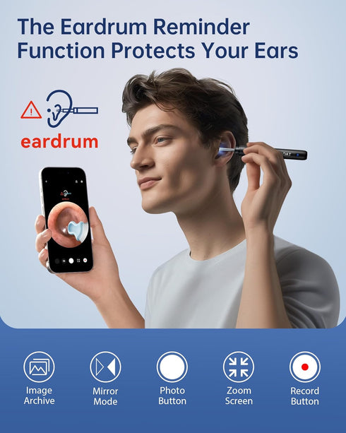 Ear Wax Removal Tool Camera, Ear Cleaner with 1296P HD Scope, 6 LED Lights and 12 Ear Picks