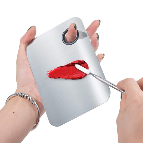 Makeup Mixing Palette, Upgraded Stainless Steel Metal Mixing Tray with Spatula for Foundation and Nail-Art