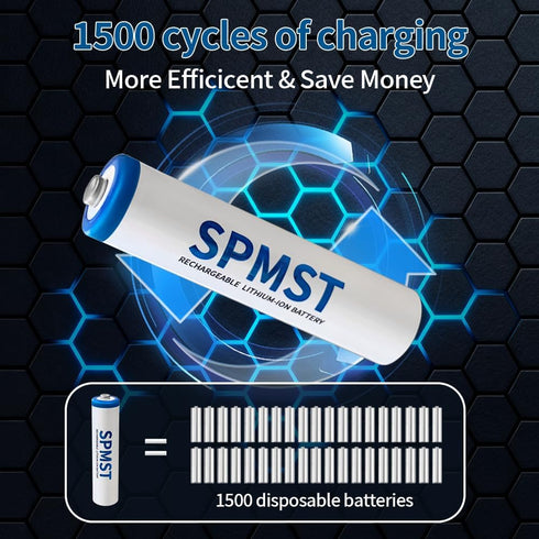SPMST 8 Pack,1200mWh 1.5V 1600 Rechargeable AAA Lithium Batteries Tripe a Batteries Lithium, Cycles Long Lasting AAA