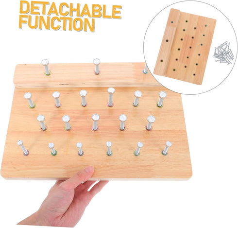 Toyvian Finger Rehabilitation Training Pegboard: Wooden Hand Therapy Board Game Pegboard for Finger Strengthening