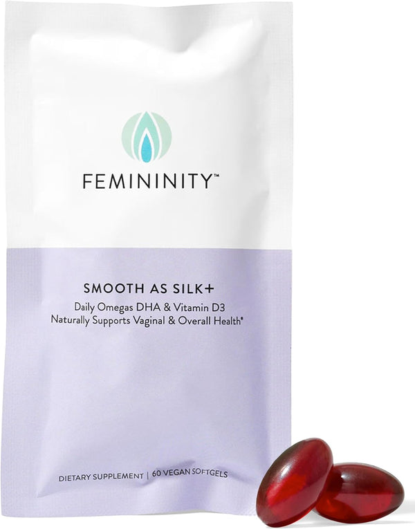 Femininity Smooth as Silk+ 30-Day Refill for Vaginal Dryness (60 Softgels) - Sea Buckthorn Oil, Vitamin D3, Omega-3