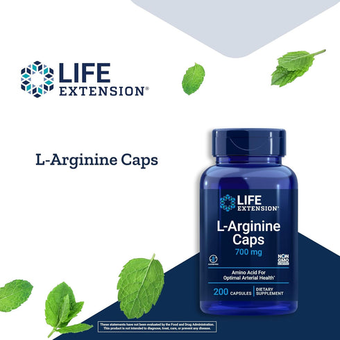 Life Extension L-Arginine Caps, 700 mg, Immune System Support, 200 Capsules