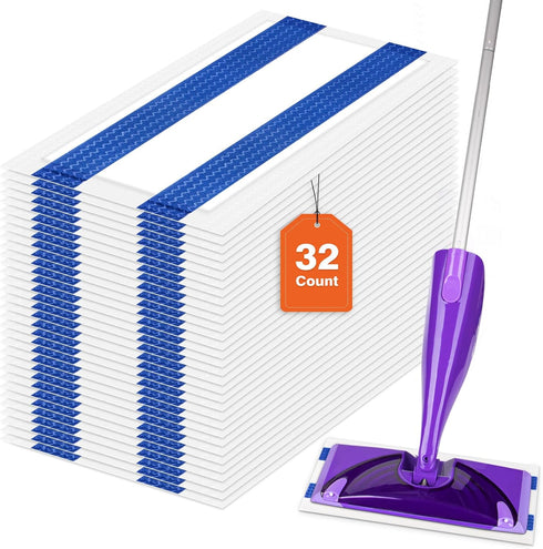 HOMEXCEL Multi-Layer Dry Floor Mop Pads, 32 Count, Compatible with Swiffer WetJet, All-Purpose Floor Cleaner
