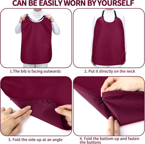 Twistover Double Layer Stretchable Adult Bibs with Crumb Catcher Waterproof Washable Clothing Protector Adult Bibs