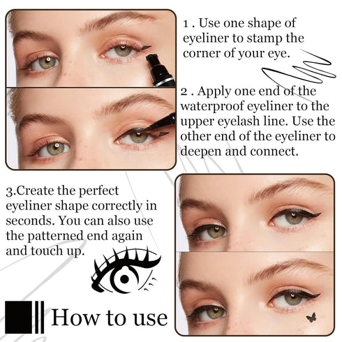 Double Side Liquid Winged Eyeliner Stamp, Smudge Proof Waterproof Pen Set (5PCS)