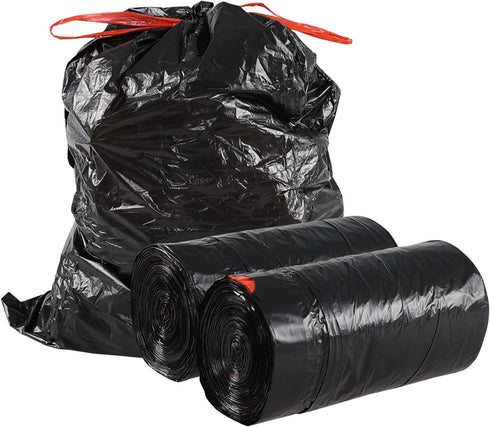 5 Gallon Bathroom Trash Bags with Drawstring, 104 Counts, Small Drawstring Garbage Bags, Black