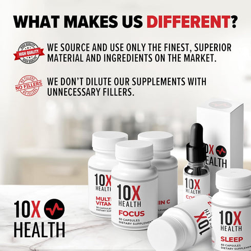 10X Health Vitamin D3 K2 - 125 mcg Vitamin D and 90 mcg Vitamin K Supplements for Bone Health, 60 Capsules