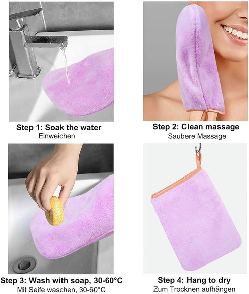 PHOGARY 6 Pack Microfiber Body Wash Mitts, Super Absorbent & Soft Bath Spa Cloth, 6 Colors