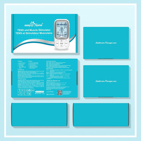Easy@Home Electronic TENS Unit: Pain Relief Therapy - EMS Pulse Massager Rechargeable Machine - Dual Channel, 24 Modes,