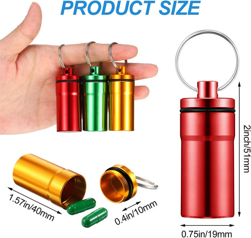 Hotop 14 Pieces Portable Pill Holder Keychain - Waterproof Aluminum Mini Tablet Container for Outdoor Use