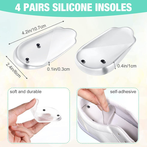 4 Pairs Medial Lateral Supination Wedge Insoles with Magnets for Correcting Pronation Silicone Orthopedic Shoe Inserts