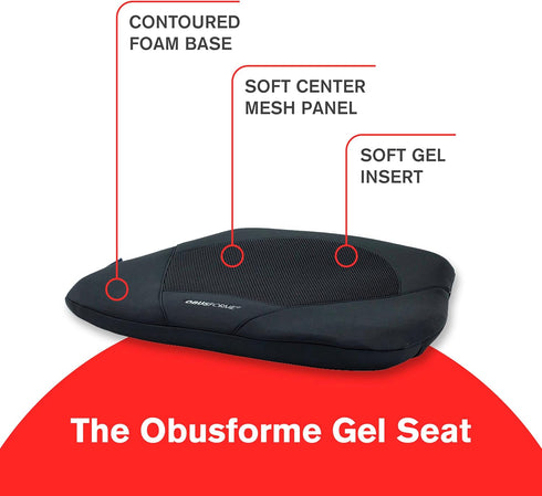 ObusForme Gel Seat Cushion Memory Foam Seat Cushion and Posture Support, Contoured Ergonomic Design for Soothing