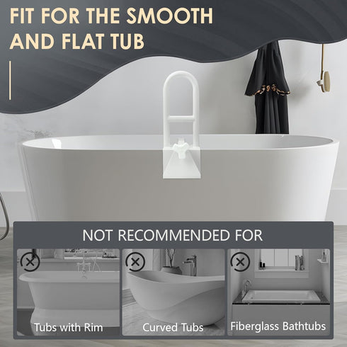 Wishtofly 3 7 Inches, 300lbs Bathtub Safety Rail, Heavy Duty Bath and Shower Grab Bar for Seniors and Elderly, Safety