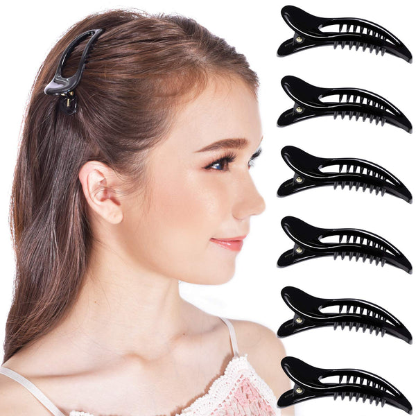 RC ROCHE ORNAMENT 6 Pcs Alligator Hair Clip Barrette - Womens Classic Side Slide Jaw, Small Black