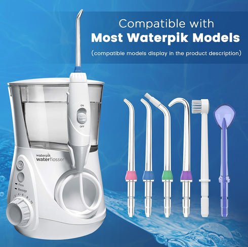 Replacement Tips for Waterpik, Water Flosser Heads Parts for Oral Irrigator (6 Tips Different & Storage Case)