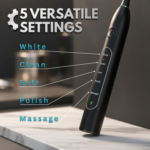 Paradise Bliss Quality 8 5 IPX7 Electric Toothbrush for Adults with Replacement Brush Heads, SunnyNest Rechargeable